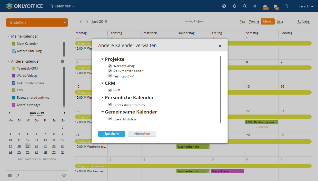 Enge Integration mit allen Modulen von ONLYOFFICE