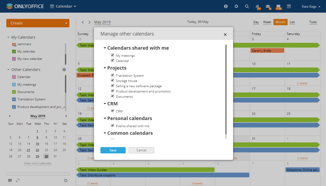 Close integration with all ONLYOFFICE modules