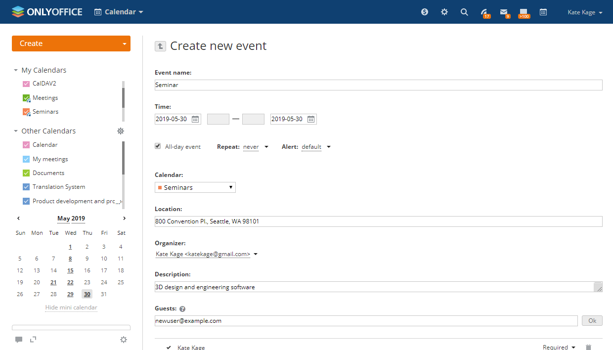 Simple scheduling with different event types