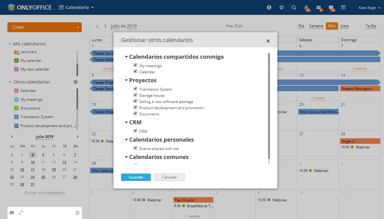 Integración cercana con todos los módulos de ONLYOFFICE