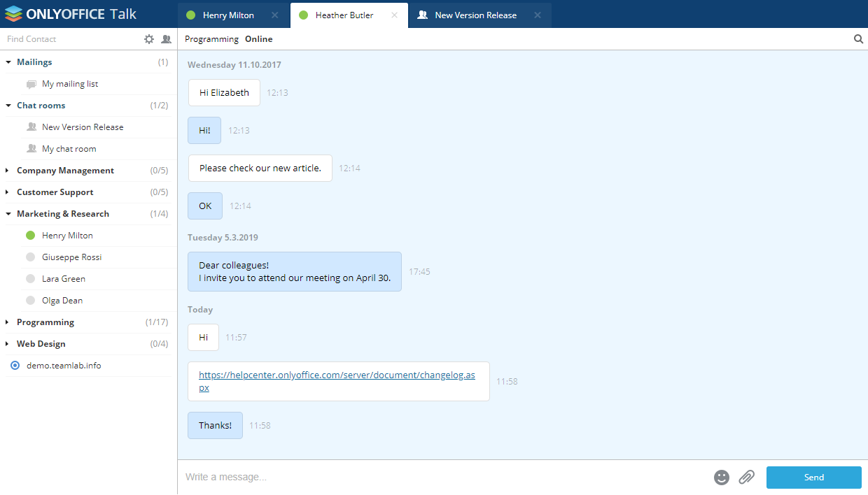 Instant messaging application