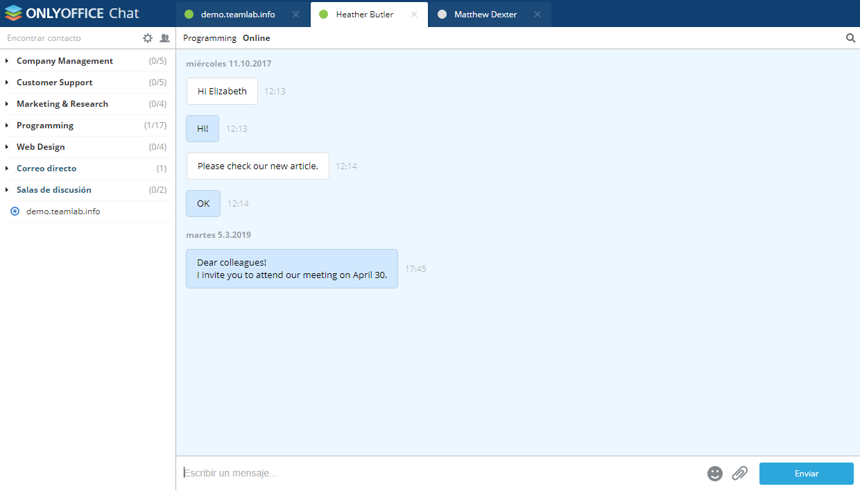 Mensajería para la comunicación en tiempo real