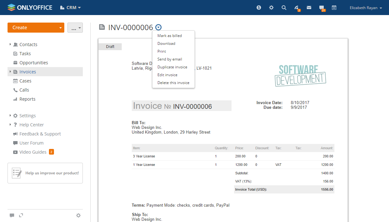 Invoicing system