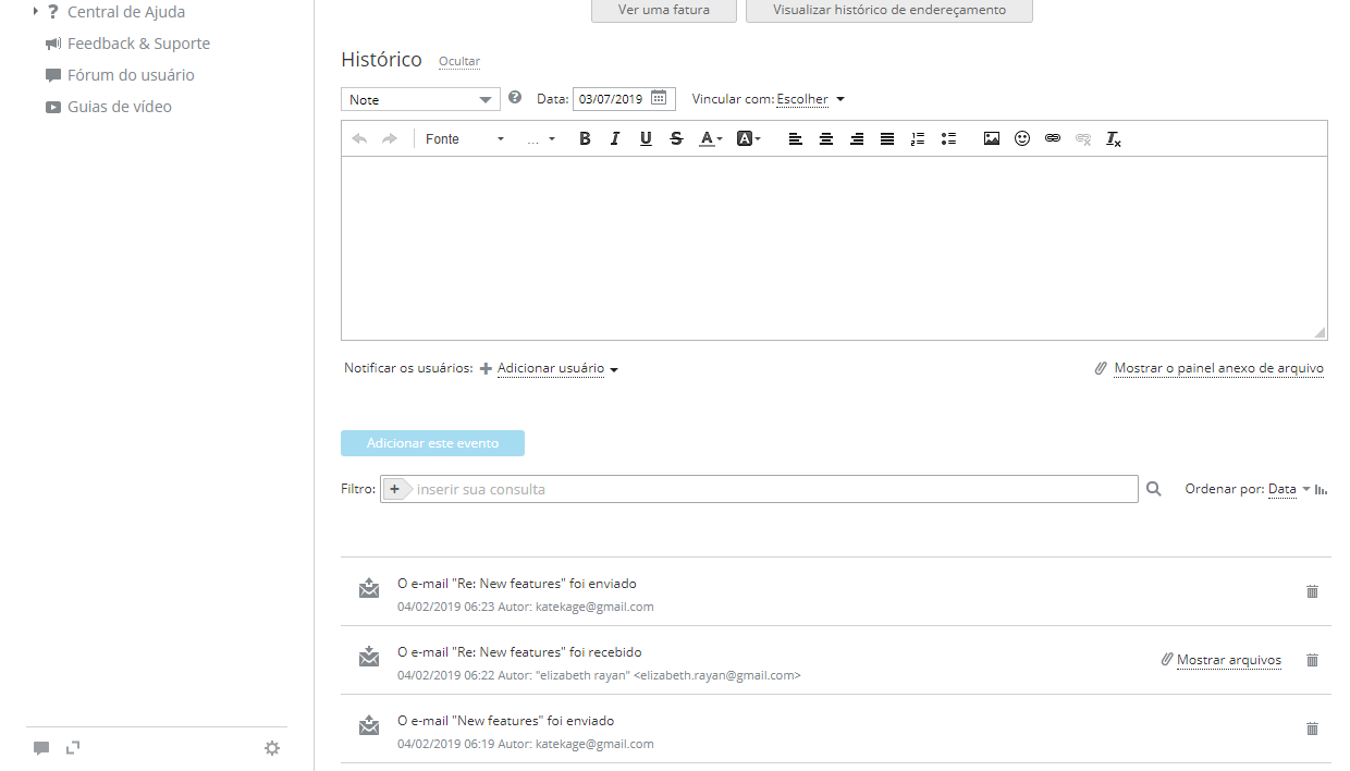 Estreita integração com o e-mail