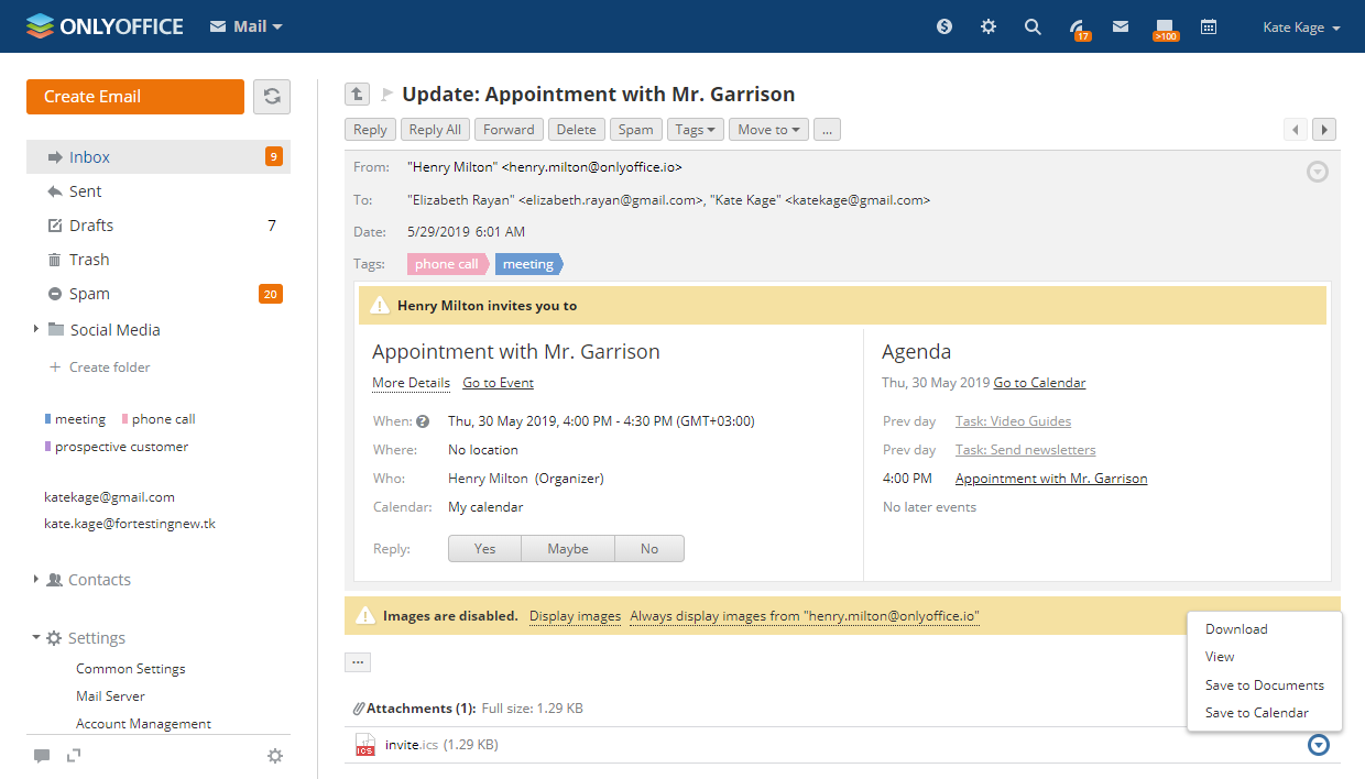 Calendar integration