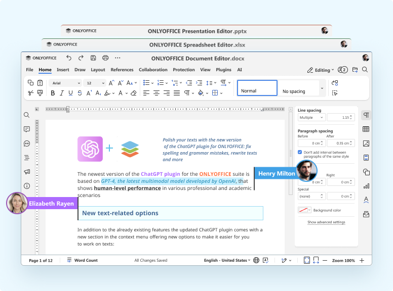 OnlyOffice UI - Trình soạn thảo văn bản và bảng tính cao cấp
