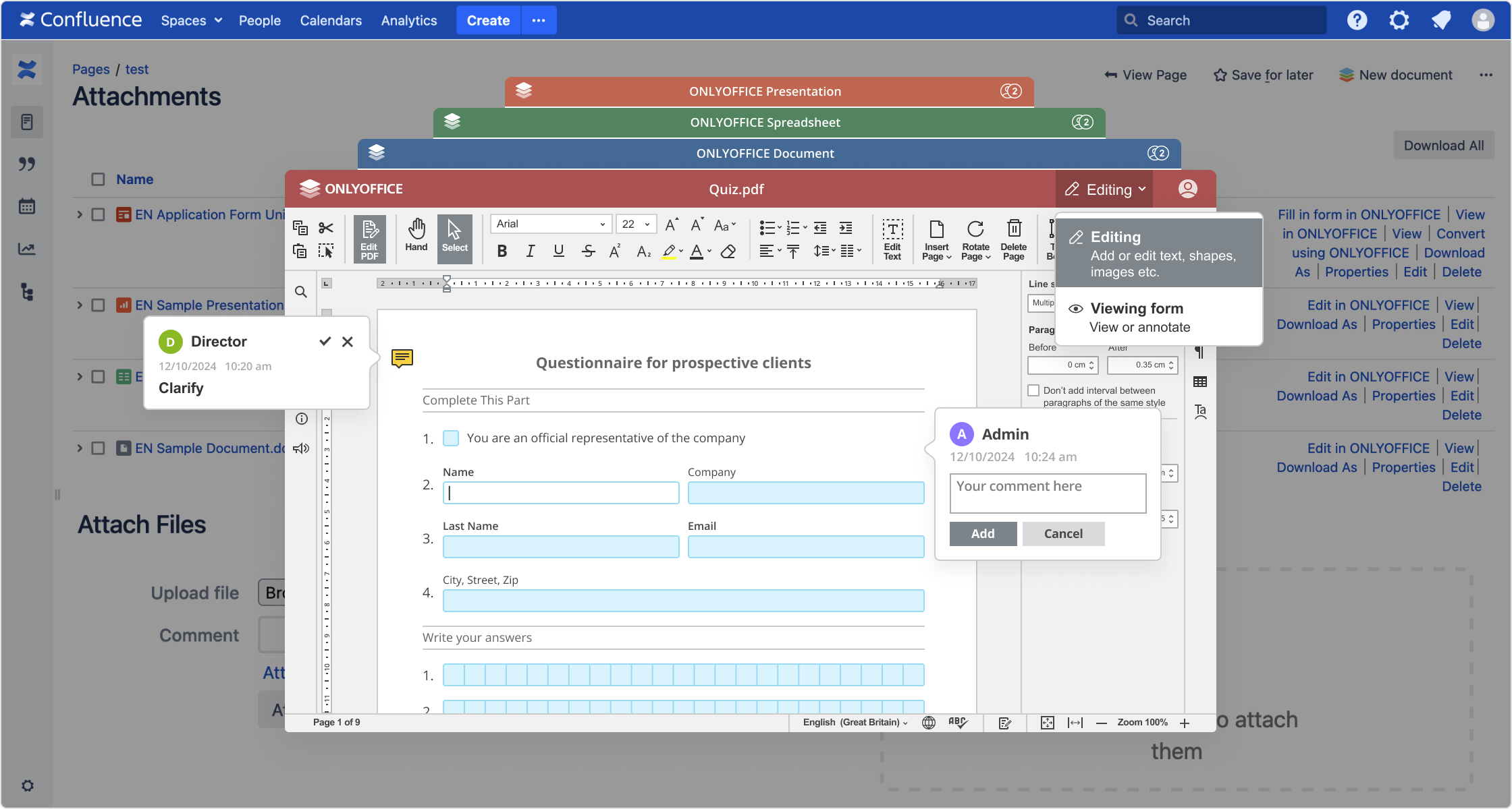 ONLYOFFICE Docs for Confluence