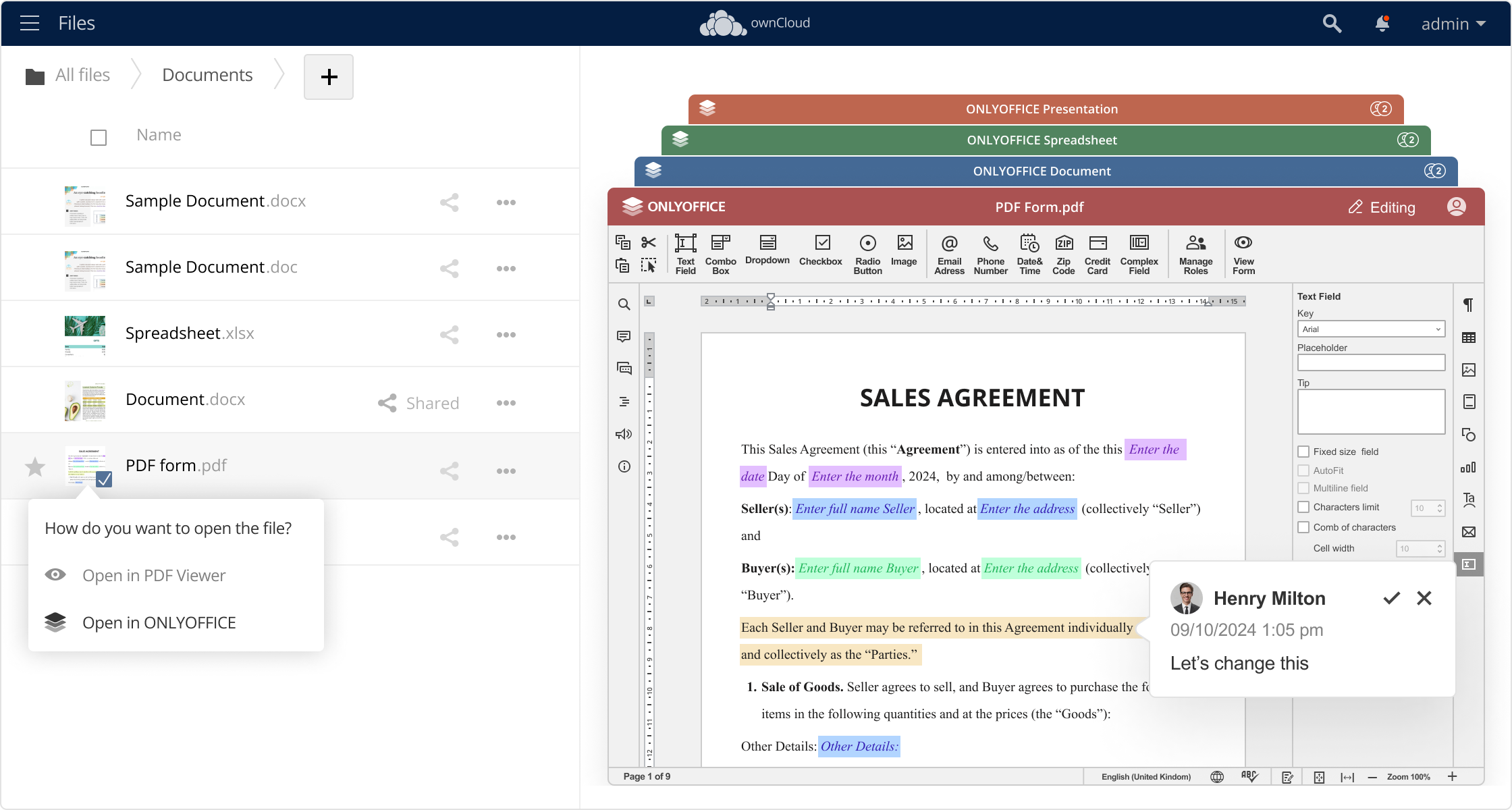 ONLYOFFICE Docs for ownCloud
