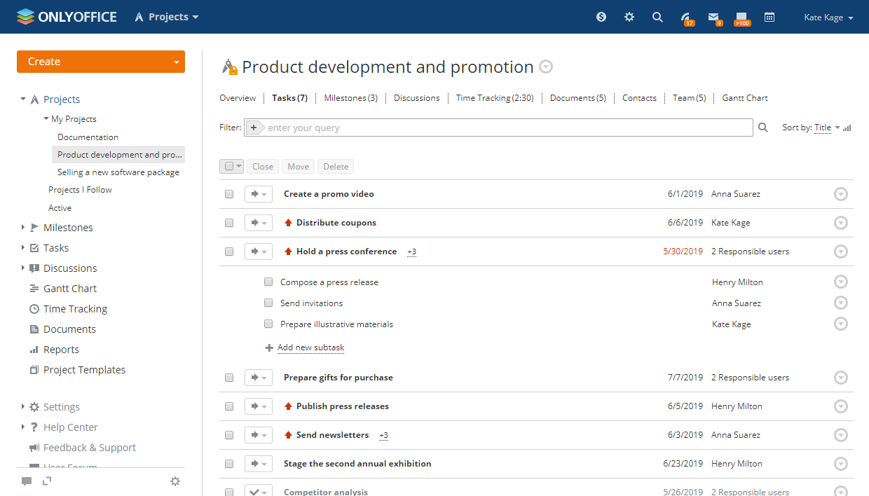 Project hierarchy